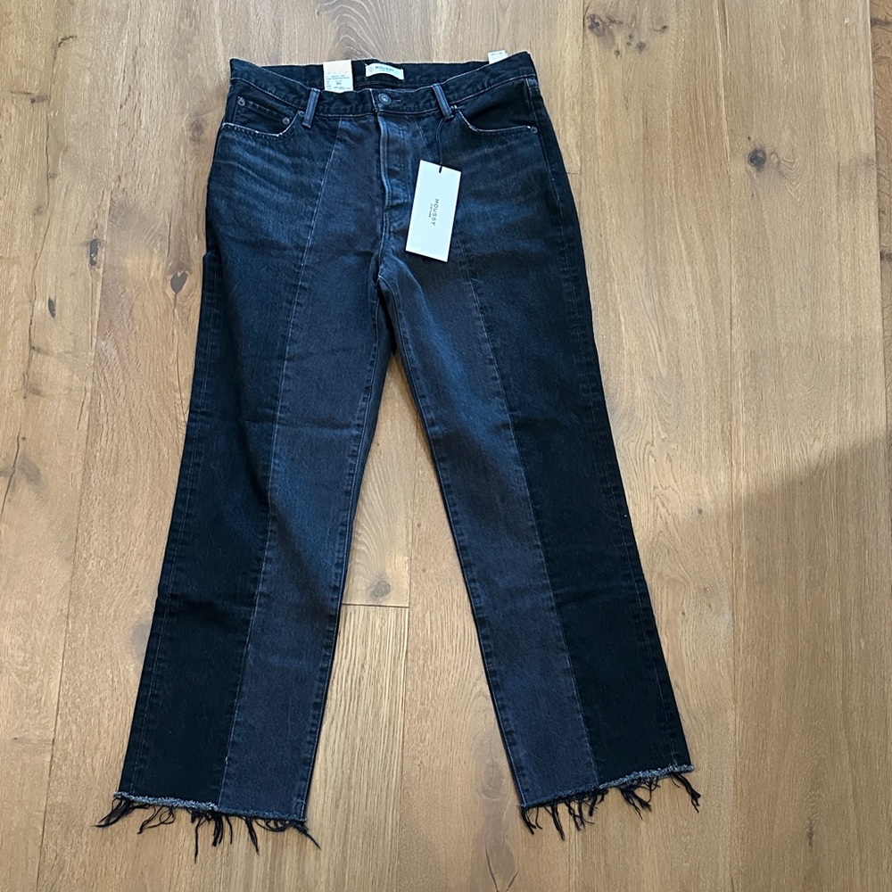 Moussy Women's Black and Gray Straight Leg Jeans